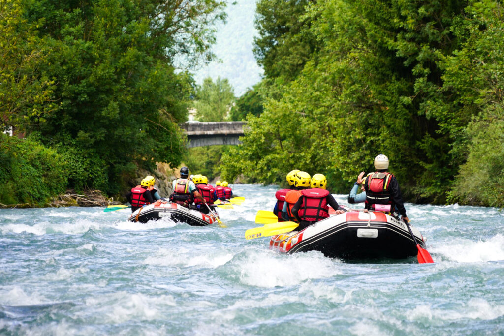 Rafting on the Isère River in the French Alps.